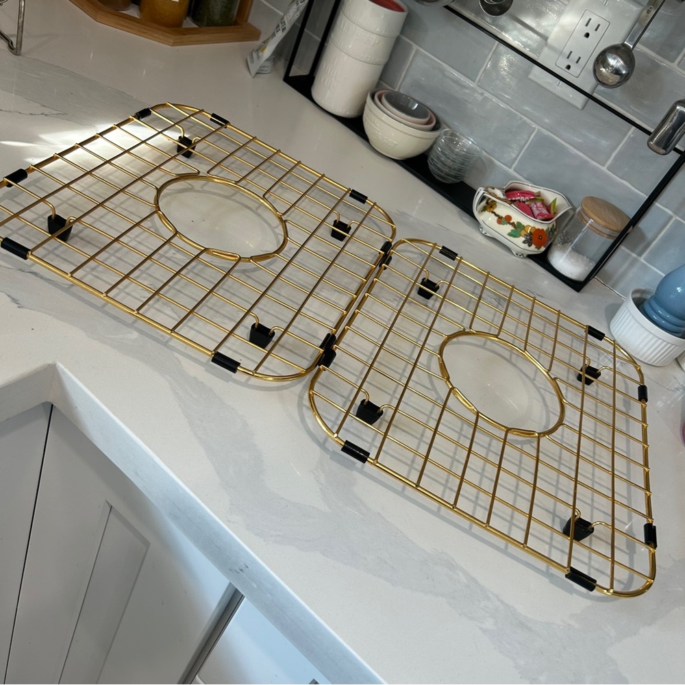 Kitchen Sink Bottom Two Grids, Racks, Protector Matte Gold - Picture 2 of 8